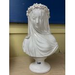 PLASTER BUST OF A VEILED LADY AFTER THE ANTIQUE BY MONTI 36CM H APPROX