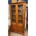 DUCAL HONEY PINE GLAZED TALL CABINET 187CM H X 92CM W X 29CM D