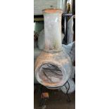 TERRACOTTA CHIMINEA ON METAL STAND HEIGHT FROM FLOOR 106CM