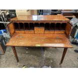 19TH CENTURY MAHOGANY AND BOX LINE INLAID KEY BOARD INSTRUMENT CONVERTED TO A DESK HEIGHT 98CM,