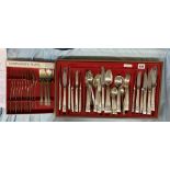 TRAY OF COMMUNITY SILVER PLATED CUTLERY AND A BOX OF COMMUNITY PLATE