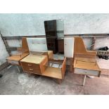 1960S LIGHT WOOD G PLAN CONTINENTAL HEADBOARD AND MATCHING DRESSING TABLE