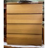 CONTEMPORARY OAK FOUR DRAWER CHEST HEIGHT 98CM, WIDTH 80CM,