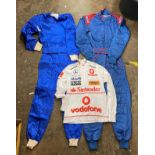 BLUE SPARKO RACE SUIT AND A ONE OTHER BLUE RACE SUIT IN NYLON CARRY BAG,