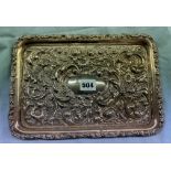 BIRMINGHAM SILVER RECTANGULAR EMBOSSED DRESSING TABLE TRAY 9.9OZ APPROX.