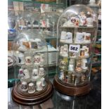 TWO DOMES OF VARIOUS NOVELTY THIMBLES INCLUDING METAL AND ENAMEL EXAMPLES, CHERISHED TEDDIES,