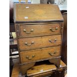 EDWARDIAN MAHOGANY CROSS BANDED AND INLAID BUREAU THE FALL INLAID WITH A CONCH SHELL MOTIF HEIGHT