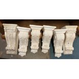 SET OF FOUR ACANTHUS LEAF CORBELS AND PAIR OF LARGER CORBELS