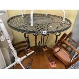 METALWORK CIRCULAR LATTICE TOP PATIO TABLE WITH CENTRAL STONE DESIGN 79CM D