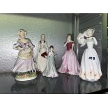 WORCESTER HAND PAINTED FIGURINE FEEDING THE LAMB, COALPORT DEBUTANTE'S FRIENDSHIP,