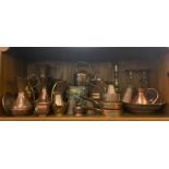 TWO SHELVES OF PREDOMINANTLY COPPER WARE INC.