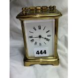 SQUARE BRASS FACED CARRIAGE CLOCK
