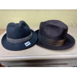 BAILEY WOOLEN FELT HAT SIZE LARGE AND A DUNN & CO SIZE 7 3/8 TRILBY