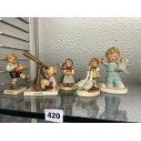 MJ HUMMEL FIGURES WITH PAPER LABELS - GOOD FRIENDS, SLEEPY HEAD, GOOSE GIRL,