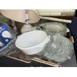 TWO BOXES OF ASSORTED GLASSWARE AND CHINA