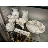 SELECTION OF AYNSLEY PEMBROKE GARDEN PATTERN CERAMICS INCLUDING VASES, WHEELBARROW,