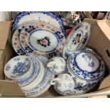 CARTON CONTAINING 19TH CENTURY AND EARLY 20TH CENTURY DINNER PLATES,