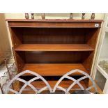 REPRODUCTION MAHOGANY DWARF BOOKCASE 93CM H X 91CM W X 36CM D