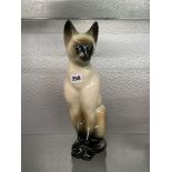 POTTERY SEATED SIAMESE CAT