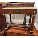 EMPIRE PERIOD MAHOGANY AND BRASS MOUNTED WRITING TABLE WITH INSET LEATHER SCIVER HEIGHT 87CM,