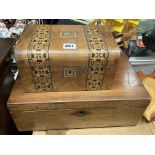 VICTORIAN WALNUT TUNBRIDGE WARE BOX AND MAHOGANY WRITING BOX