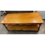 PINE OBLONG COFFEE TABLE FITTED WITH TWO BASE DRAWERS