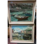 PAIR OF OILS ON CANVAS BY Y HART - ST MARY'S ISLE OF MAN CIRCA 1974 45CM X 33CM APPROX