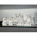 SELECTION OF RECUMBENT AND SEATED WHITE CAT FIGURE GROUPS