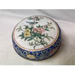 CHINESE ENAMELED CIRCULAR BOX DECORATED WITH BIRDS AND FOLIAGE