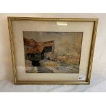 SIGNED WATERCOLOUR TITLED "THE MILL, BOSHAM, 1908" BY H.E.