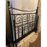 BLACK VICTORIAN STYLE WROUGHT IRON BED FRAME AND SLATS
