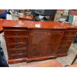 REPRODUCTION YEW CROSS BANDED BREAK FRONT SIDE CABINET