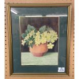 SIGNED WATERCOLOUR TITLED "FLOWERS IN A VASE, 1932" BY H.E.