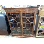 EARLY 19TH CENTURY MAHOGANY ASTRAGAL GLAZED TWO DOOR CABINET/BOOKCASE TOP