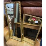 GILT ACANTHUS AND BERRY FRAMED OBLONG MIRROR AND ONE SMALLER MIRROR