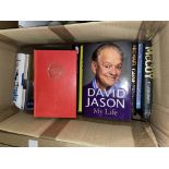 BOX - HARDBACK BOOKS MAINLY CELEBRITY AUTOBIOGRAPHIES - DAVID JASON, MAGGIE SMITH,