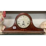 WALNUT AND MAHOGANY CASED CHIMING MANTEL CLOCK