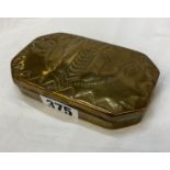 WWI BRASS TOBACCO BOX WITH PUNCH WORK DECORATION