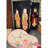 CHINESE SILK FIGURAL LANTERN,