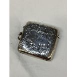 BIRMINGHAM ENGRAVED SILVER VESTA CASE WITH MONOGRAMMED H IN A CARTOOCH