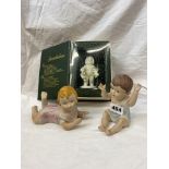 TWO PIANO TYPE BABY DOLLS A BOXED SNOW BABY