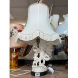 BLANC DE CHINE SIMULATED CHINA MAN TABLE LAMP 30CM H/58CM H WITH SHADE