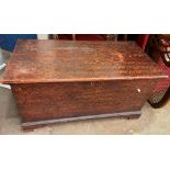 GOOD QUALITY VICTORIAN SCUMBLED PINE BLANKET TRUNK WITH CARRY HANDLES