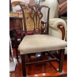 GEORGE III OAK PROVINCIAL UPHOLSTERED DINING CHAIR