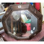 OAK OCTAGONAL FRAMED BEADED MIRROR