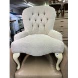 CREAM BUTTON BACK CHENILLE BEDROOM CHAIR