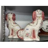 PAIR OF REPRODUCTION STAFFORDSHIRE SEATED SPANIELS
