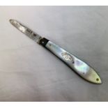 MOTHER OF PEARL BACKED SILVER BLADED POCKET KNIFE