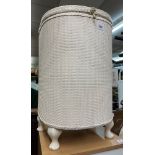 BOW FRONTED LINEN BIN ON SHORT CABRIOLE LEGS