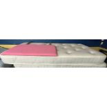 GREY BASED AIRSPRING SINGLE BED WITH PINK FABRIC HEADBOARD